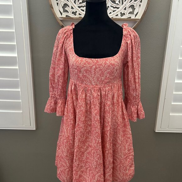 Anthropologie Pilcro Baby Doll Mini Dress Floral Pink Twee SZXS Prairie Boho - Picture 1 of 9